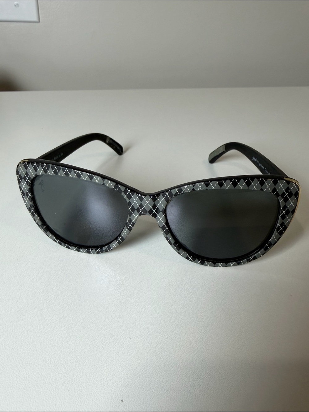 Goodr Women’s Argyle Pattern Chess Black Cat-Eye Sunglasses